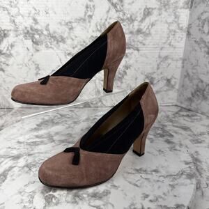 Anyi Lu Couture Heart Heel Pump Size 7.5 EUR 37.5 Rose Mauve Suede Retro Italy